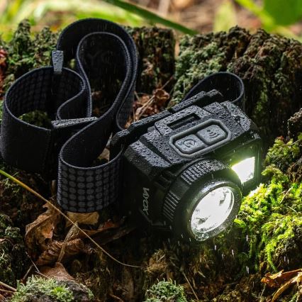 LED wiederaufladbare Stirnlampe mit Dimmfunktion, Sensor und rotem Licht LED/6W/5V/3xAAA IP44 500 lm 1200 mAh