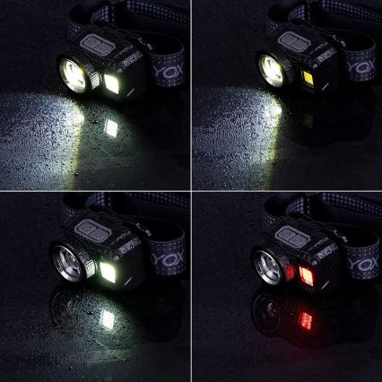 LED wiederaufladbare Stirnlampe mit Dimmfunktion, Sensor und rotem Licht LED/6W/5V/3xAAA IP44 500 lm 1200 mAh