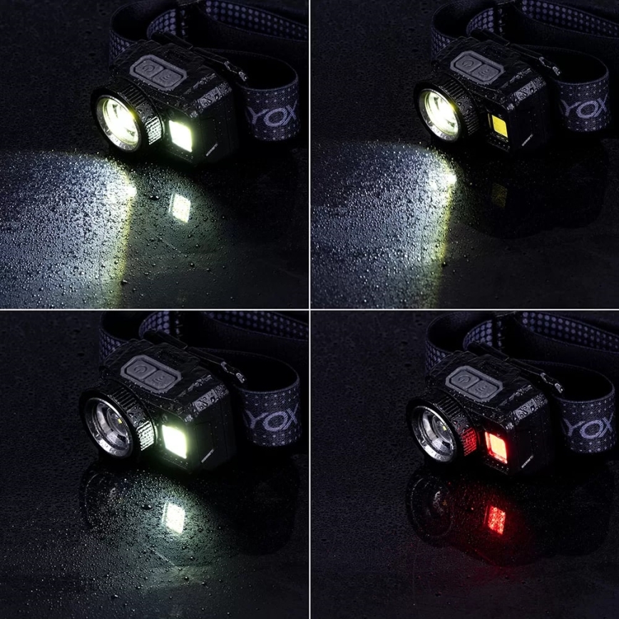 LED wiederaufladbare Stirnlampe mit Dimmfunktion, Sensor und rotem Licht LED/6W/5V/3xAAA IP44 500 lm 1200 mAh