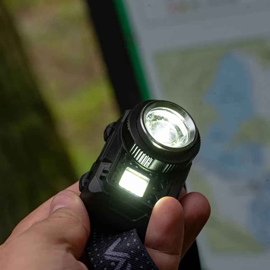 LED wiederaufladbare Stirnlampe mit Dimmfunktion, Sensor und rotem Licht LED/6W/5V/3xAAA IP44 500 lm 1200 mAh