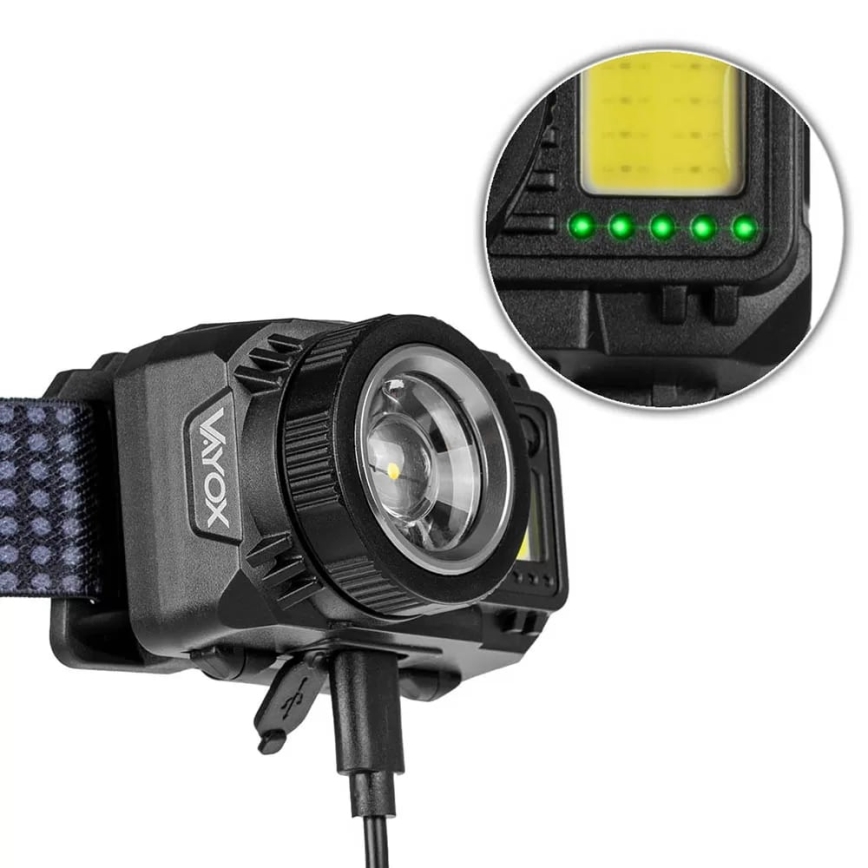 LED wiederaufladbare Stirnlampe mit Dimmfunktion, Sensor und rotem Licht LED/6W/5V/3xAAA IP44 500 lm 1200 mAh