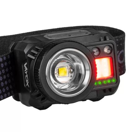 LED wiederaufladbare Stirnlampe mit Dimmfunktion, Sensor und rotem Licht LED/6W/5V/3xAAA IP44 500 lm 1200 mAh