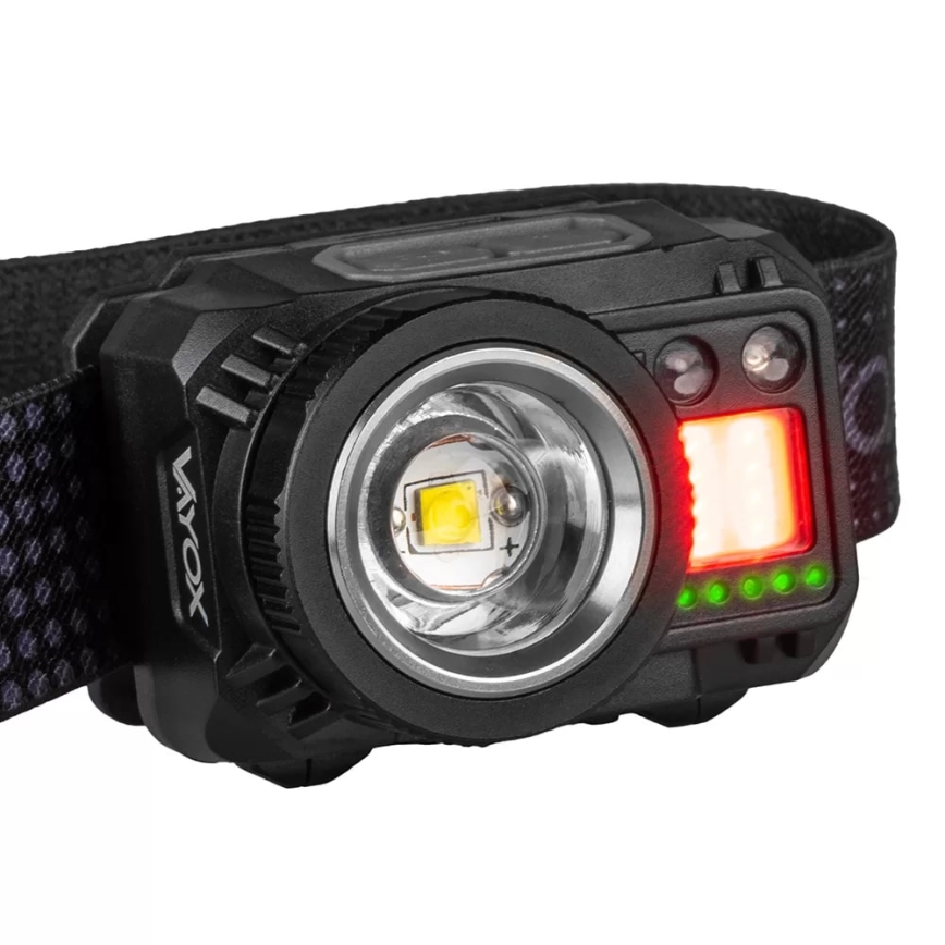 LED wiederaufladbare Stirnlampe mit Dimmfunktion, Sensor und rotem Licht LED/6W/5V/3xAAA IP44 500 lm 1200 mAh