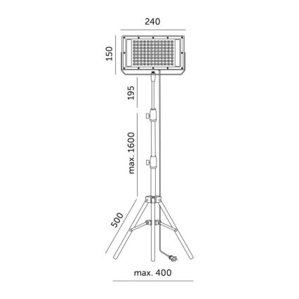 LED-Strahler mit Stativ für die Pflanzenzucht FIRON LED/45W/230V IP54 schwarz