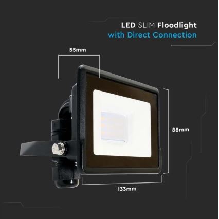 LED-Strahler mit Direktanschluss SAMSUNG CHIP LED/10W/230V IP65 6500K schwarz
