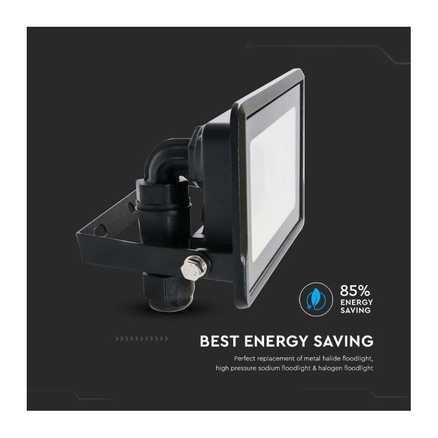 LED-Strahler mit Direktanschluss SAMSUNG CHIP LED/10W/230V IP65 6500K schwarz