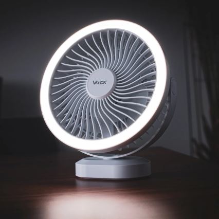 LED Aufladbarer Tischventilator mit LED-Beleuchtung LED/3W/5V USB 2400 mAh Weiß