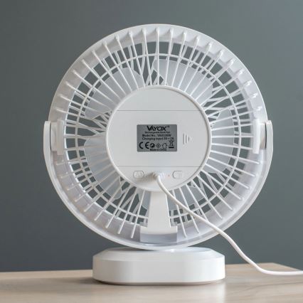 LED Aufladbarer Tischventilator mit LED-Beleuchtung LED/3W/5V USB 2400 mAh Weiß
