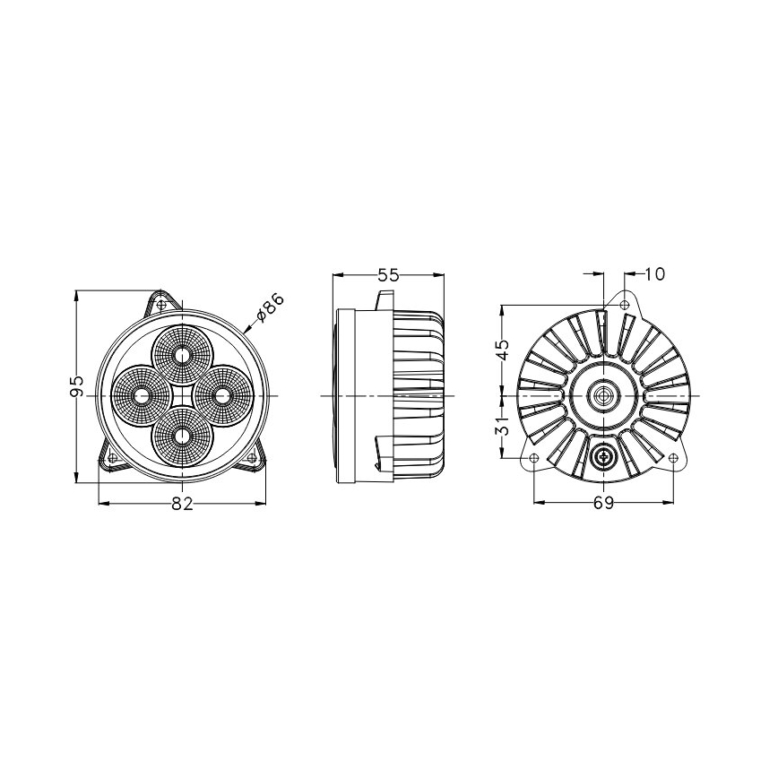LED-Traktor-Scheinwerfer BLACK LED/20W/10-30V IP69 5700K rund
