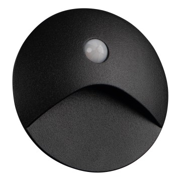 LED Treppenleuchte mit Bewegungs- und Dämmerungssensor EXIN LED/2,5W/230V 3000K IP65 schwarz rund