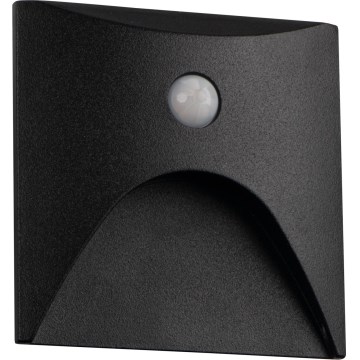 LED-Treppenleuchte mit Bewegungs- und Dämmerungssensor EXIN LED/2,5W/230V 4000K IP65 schwarz, eckig