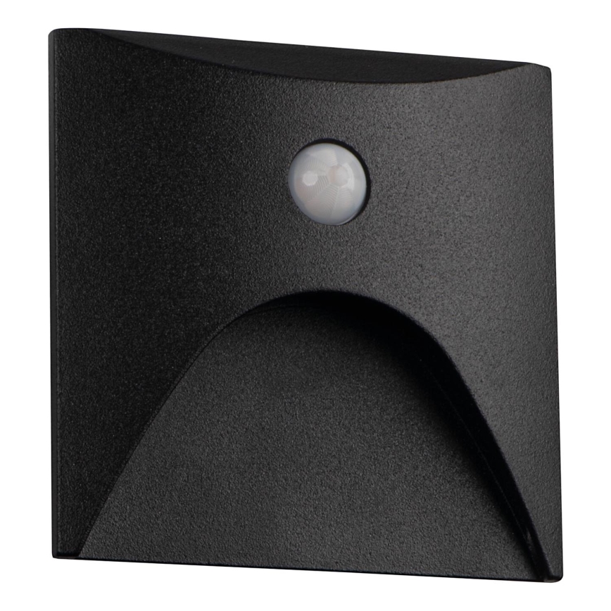 LED-Treppenleuchte mit Bewegungs- und Dämmerungssensor EXIN LED/2,5W/230V 4000K IP65 schwarz, eckig