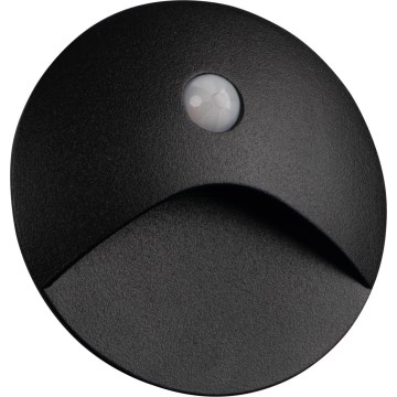 LED Treppenleuchte mit Bewegungs- und Dämmerungssensor EXIN LED/2,5W/230V 4000K IP65 schwarz rund