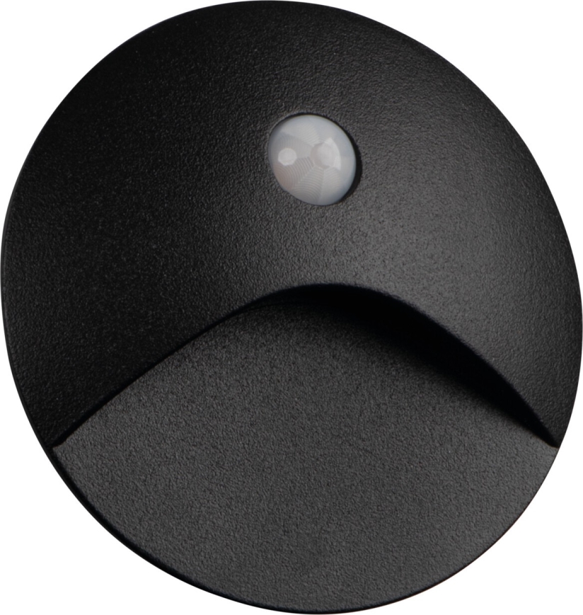 LED Treppenleuchte mit Bewegungs- und Dämmerungssensor EXIN LED/2,5W/230V 4000K IP65 schwarz rund