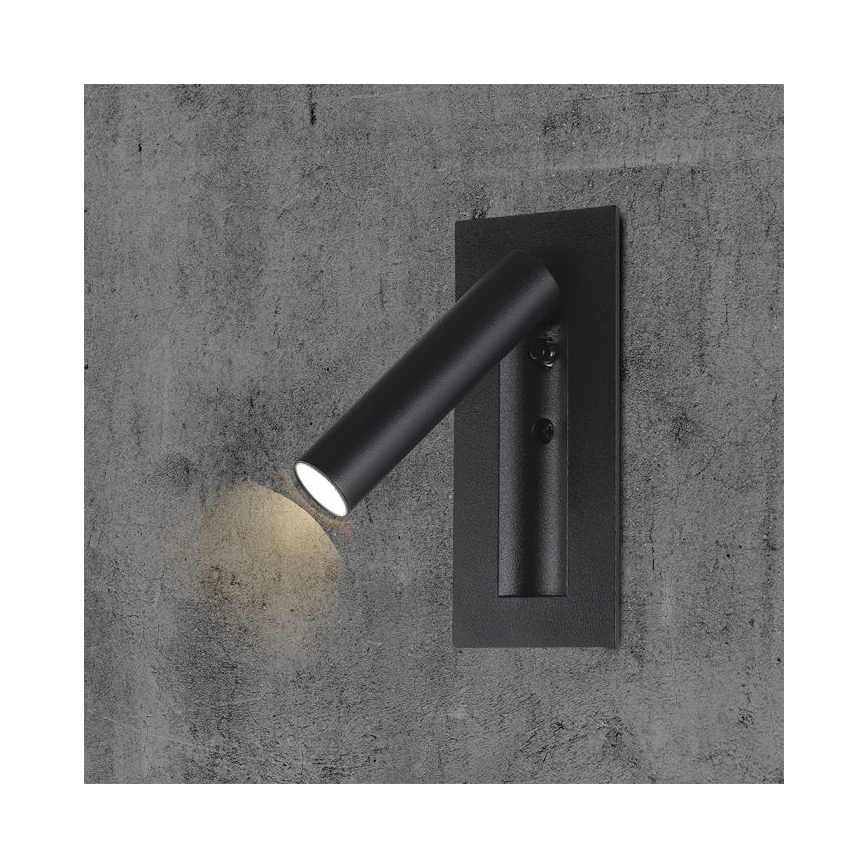 LED-Wand-Spot LED/2W/230V 3000K schwarz