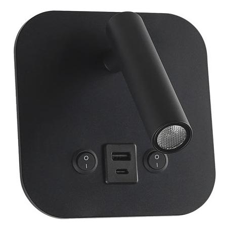 LED-Wand-Spot mit USB-Anschluss LED/8W/230V 3000K schwarz