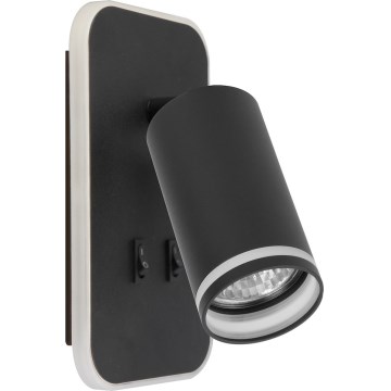 LED-Wand-Spot PIPE 1xGU10/10W/230V + LED/6W schwarz
