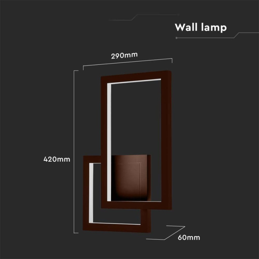 LED Wandleuchte LED/20W/230V 3000K Braun