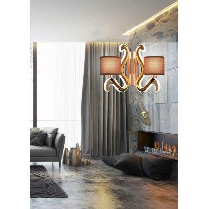 LED-Wandleuchte AMBROSIA 2xE14/40W/230V + LED/12,3W kupfern