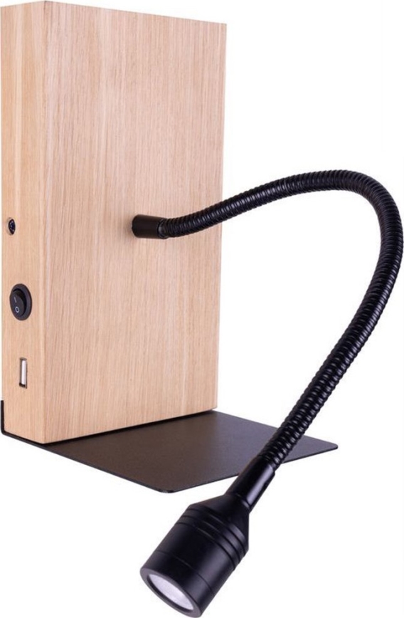 LED-Wandleuchte LECTOR, 2,5 W, 230 V, USB, Eiche