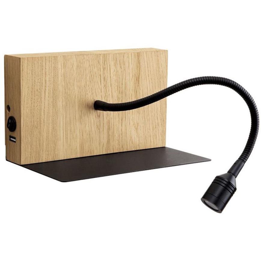 LED-Wandleuchte LECTOR LED/2,5W/230V USB Eiche