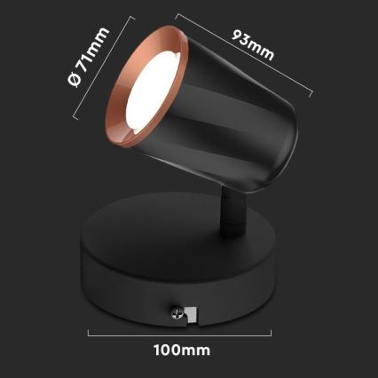 LED Wandleuchte Spot LED/5W/230V 4000K Schwarz