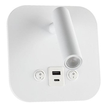 LED-Wandspot mit USB-Anschluss LED/8W/230V 3000K weiß