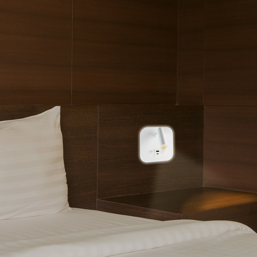 LED-Wandspot mit USB-Anschluss LED/8W/230V 3000K weiß