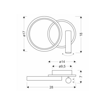 LED-Wandspot MONET LED/16W/230V schwarz