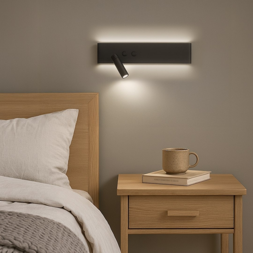 LED-Wandspot RESORT, LED/10W/230V + LED/3W, schwarz, links