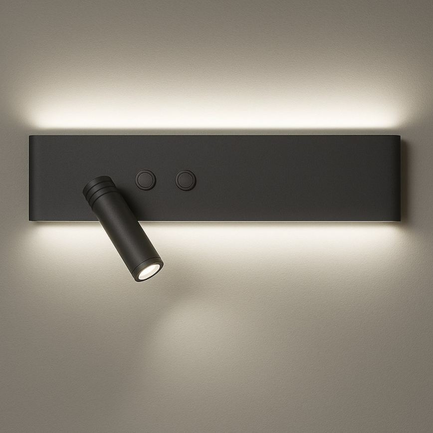 LED-Wandspot RESORT, LED/10W/230V + LED/3W, schwarz, links