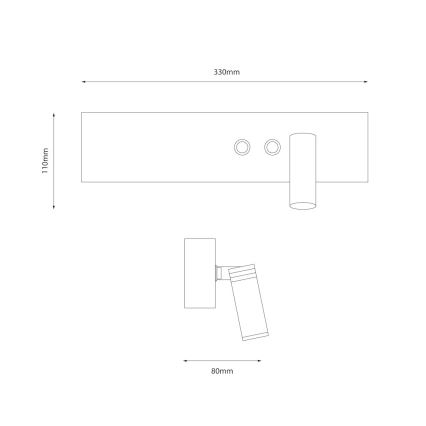 LED-Wandspot RESORT LED/10W/230V + LED/3W weiß, rechts