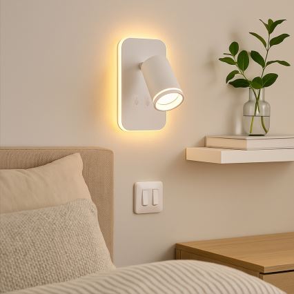 LED-Wandstrahler PIPE 1x GU10/10W/230V + LED/6W, weiß