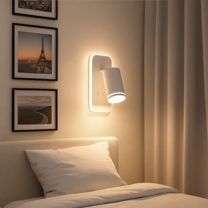 LED-Wandstrahler PIPE 1x GU10/10W/230V + LED/6W, weiß