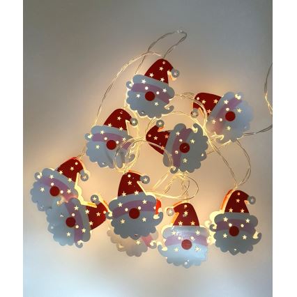 LED-Weihnachts-Außenlichterkette 10xLED/2xAA 1,65 m IP44 warmweiß Santa