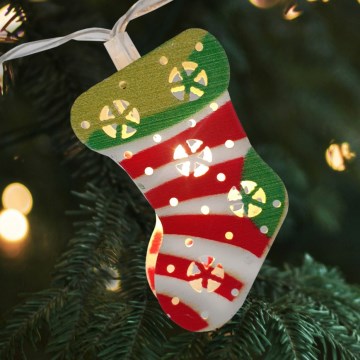 LED Weihnachts-Lichterkette für den Außenbereich 10xLED/2xAA 1,65 m IP44 warmweiß Strümpfe