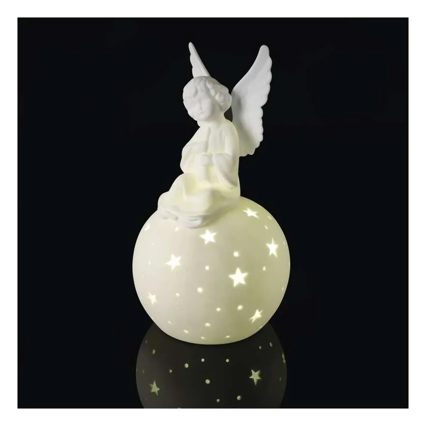 LED-Weihnachtsdekoration LED/0,4W/2xAA Keramischer Engel