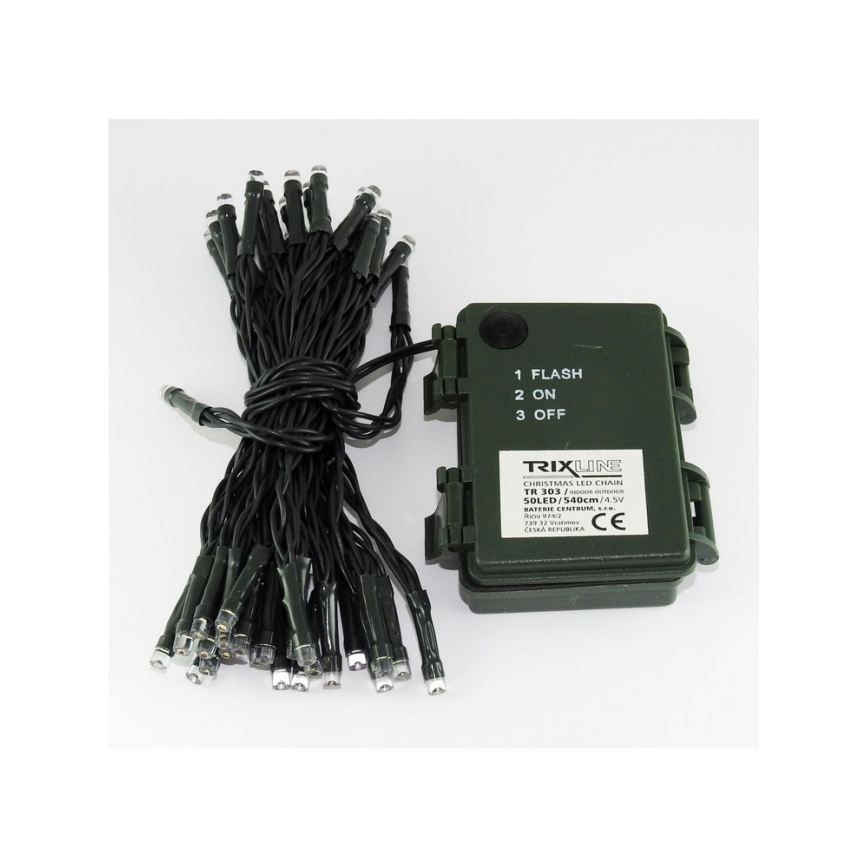LED Weihnachtskette für Außen 5,4 m 50xLED/3xAA 2700 K