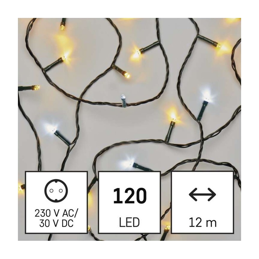 LED-Weihnachtskette für den Außenbereich 120xLED/17m IP44 warm/kalt weiß