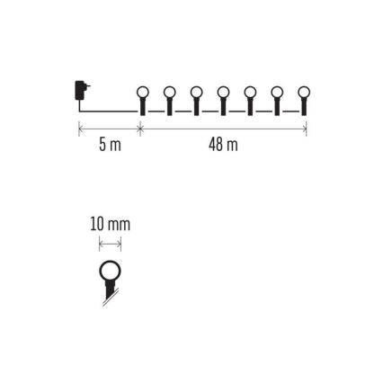 LED Weihnachtskette für den Außenbereich 480xLED/53m IP44 multicolor