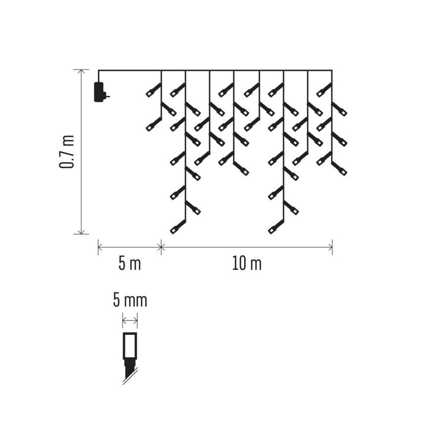 LED-Weihnachtskette für den Außenbereich 600xLED/8 Modi 15m IP44 kaltweiß