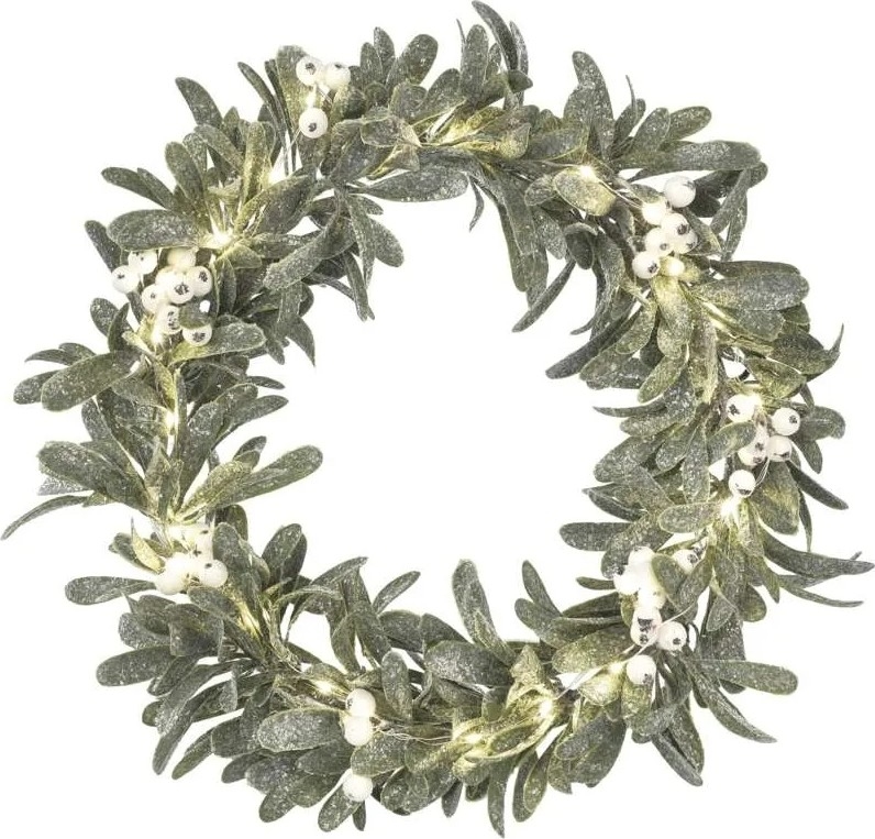 LED-Weihnachtskranz, 25 LEDs, 3×AA, Ø 35 cm
