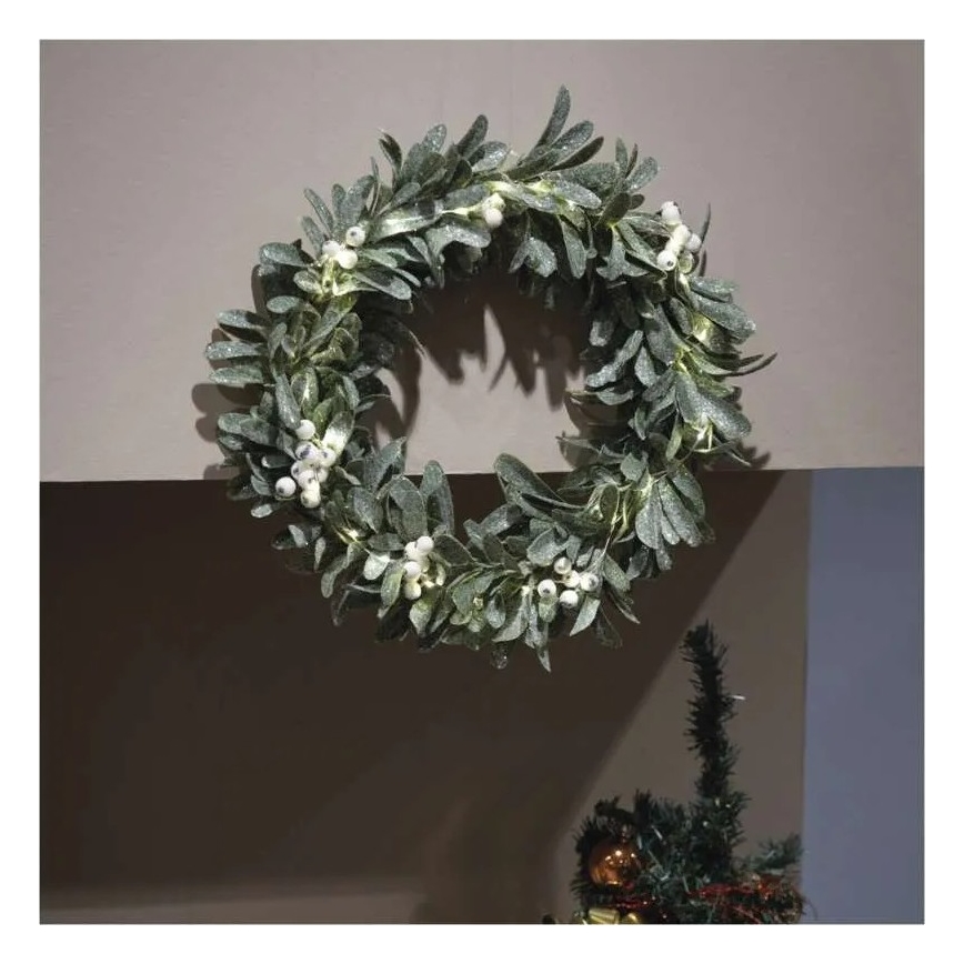 LED-Weihnachtskranz, 25 LEDs, 3×AA, Ø 35 cm