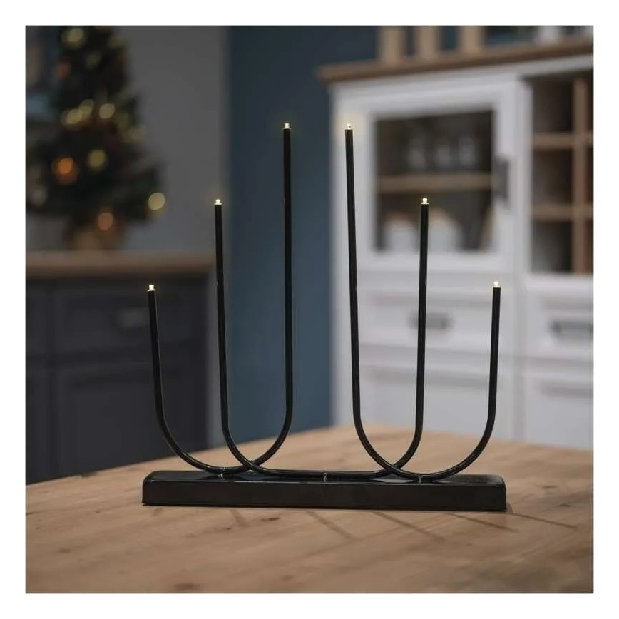 LED-Weihnachtsleuchter 6xLED/2xAA schwarz