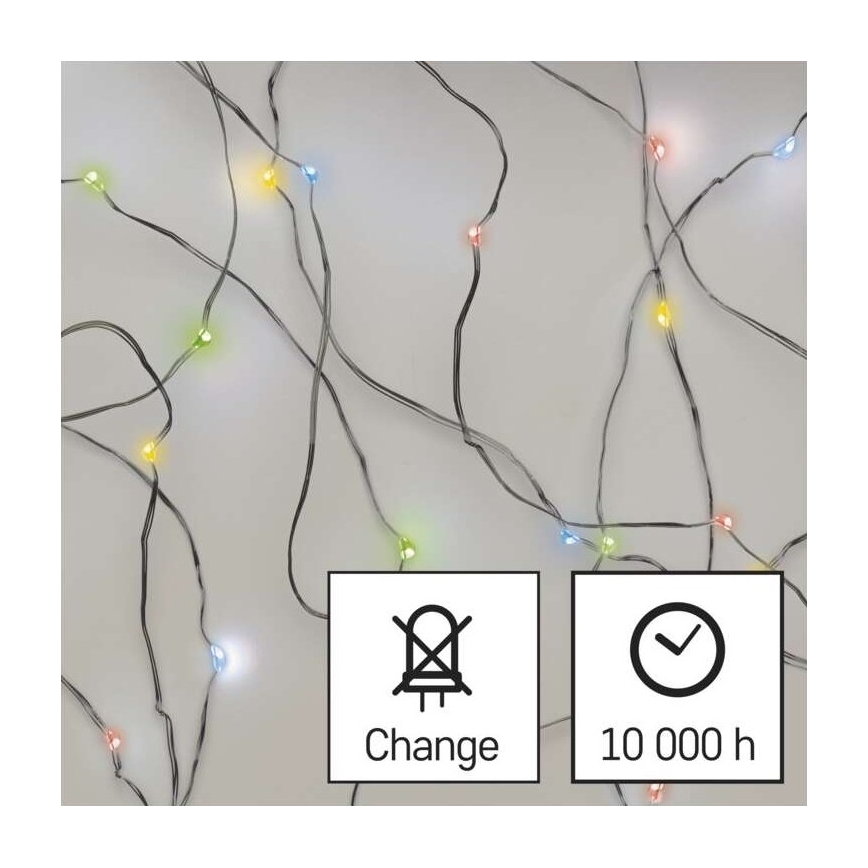 LED-Weihnachtslichterkette 20xLED/2xAA 2,4m mehrfarbig