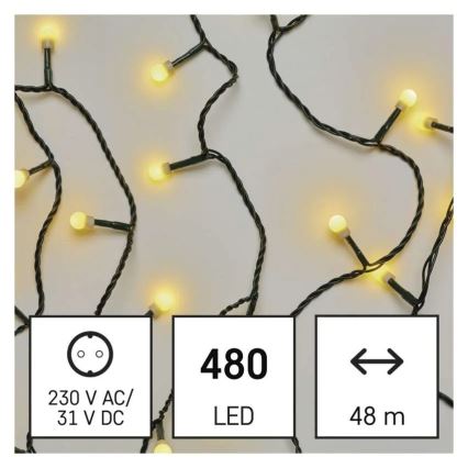LED-Weihnachtslichterkette 480 LEDs, 8 Funktionen, 53 m, IP44, warmweiß