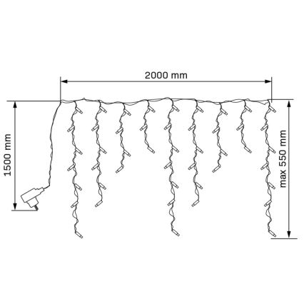 LED Weihnachtsvorhang ESTELLA 47xLED/8 Funktionen 3,5 m warmweiß