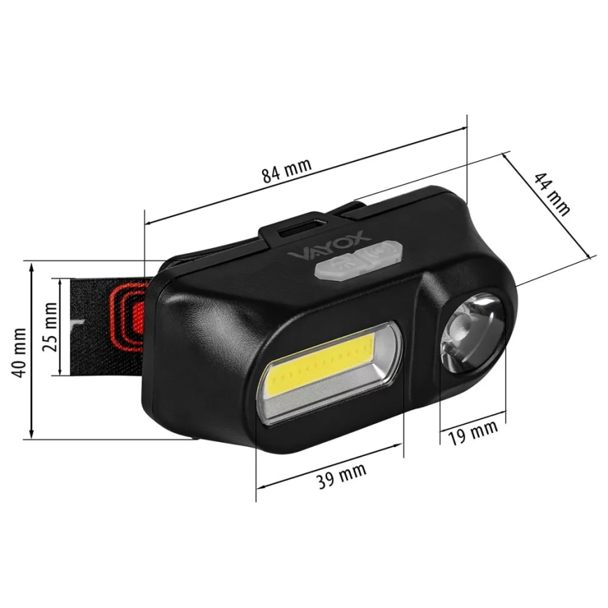 LED dimmbare wiederaufladbare Stirnlampe 2xLED/5V IP44 210 lm 2000 mAh