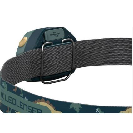 Ledlenser KIDLED4R DINO - dimmbare, wiederaufladbare LED-Kinderstirnlampe, 40 lm, 280 mAh, IPX4, 18 h, grün