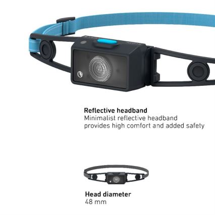 Ledlenser NEO1R - dimmbare wiederaufladbare LED-Stirnlampe LED/730 mAh IP67 250 lm 15 h blau
